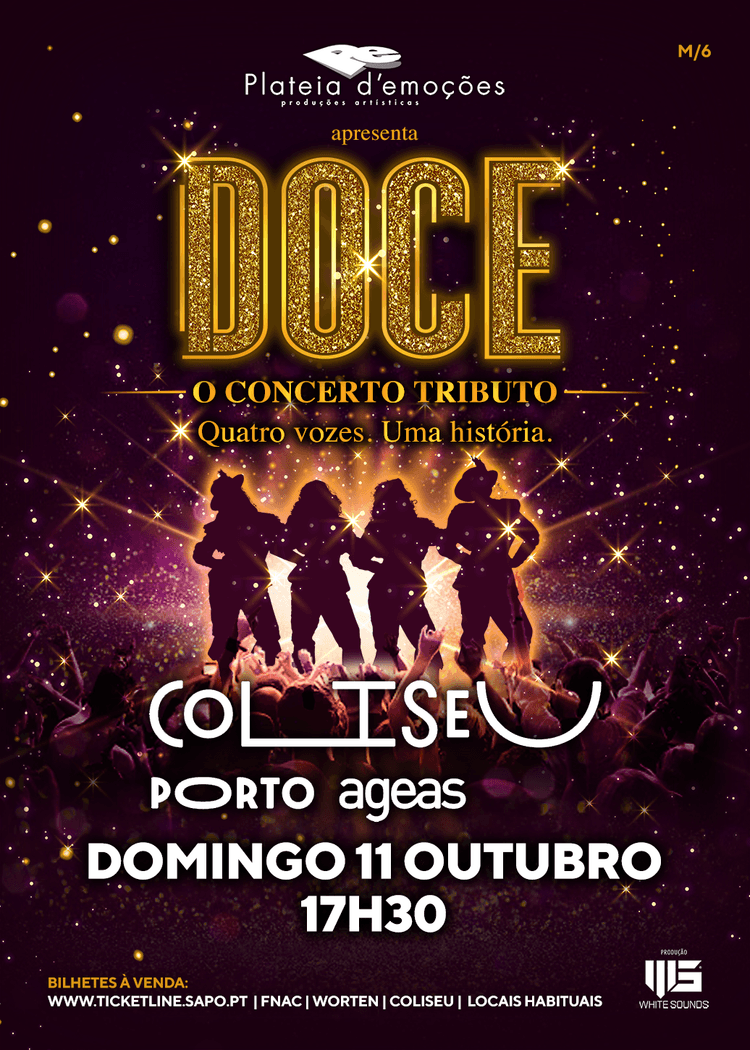 Cartaz de Doce - O Concerto Tributo em Coliseu Porto Ageas — Sala Principal