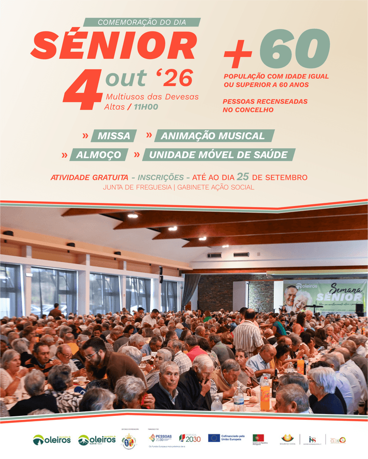 Cartaz de Comemorações do “Dia Sénior” em Oleiros em Multiusos das Devesas Altas