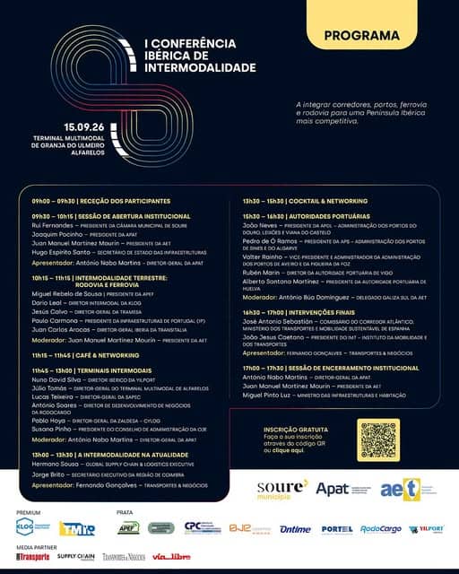 Cartaz de I Conferência Ibérica Intermodalidade em Terminal Multimodal de Granja do Ulmeiro - Alfarelos