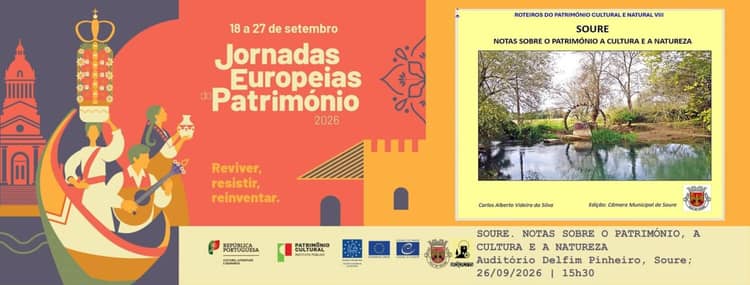 Cartaz de Apresentação do livro “Soure… Notas sobre o Património, a Cultura e a Natureza” em Auditório Municipal Delfim Pinheiro