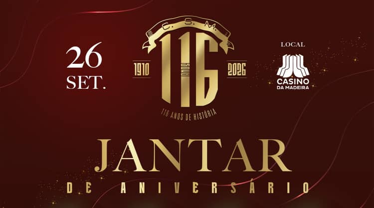 Cartaz de Jantar de Aniversário do Marítimo em Casino da Madeira