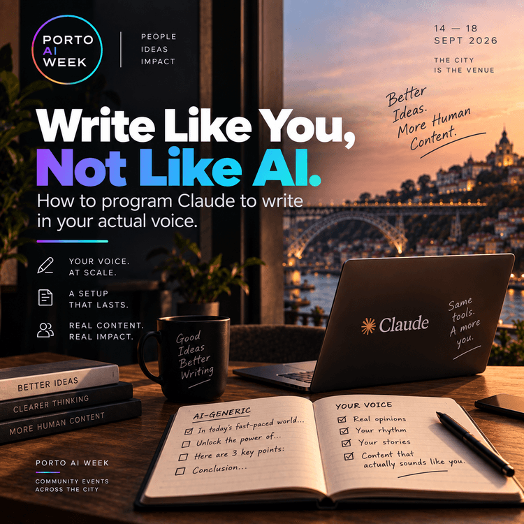 Cartaz de Stop it with the SLOP! Make Your AI Sound Like YOU with Chelsea Rustrum em Founders Founders