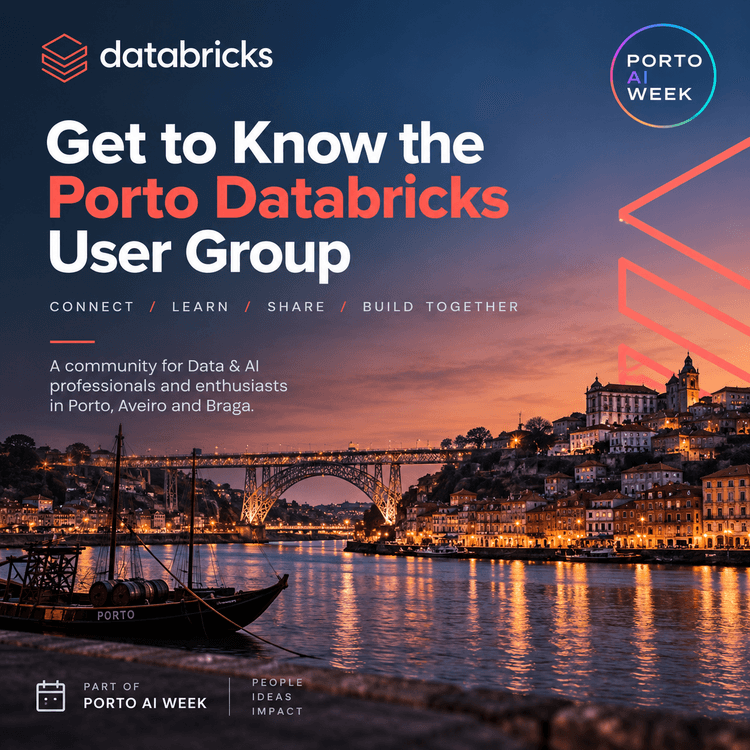 Cartaz de Get to Know the Porto Databricks User Group em Pixelmatters