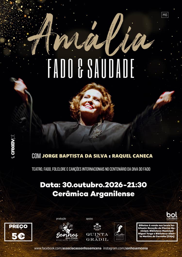 Cartaz de Musical Amália: Fado e Saudade em Cerâmica Arganilense