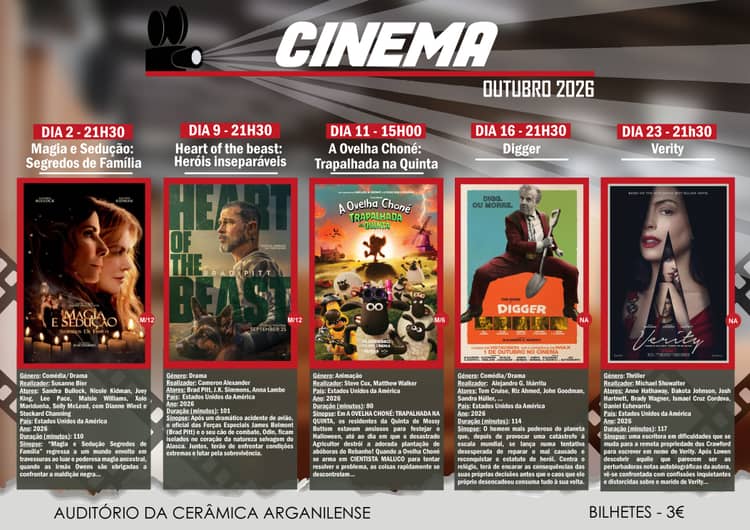 Cartaz de Cinema Outubro – Cerâmica Arganilense em Cerâmica Arganilense