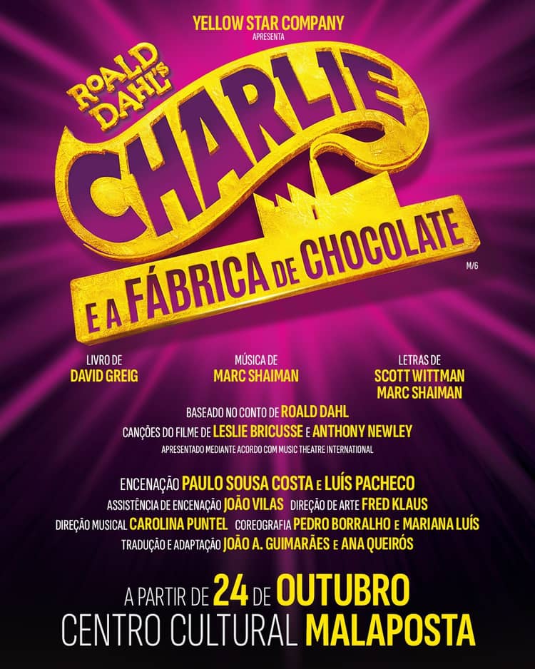 Cartaz de Charlie e a Fábrica de Chocolate em Sala Ruy de Carvalho - Centro Cultural Malaposta