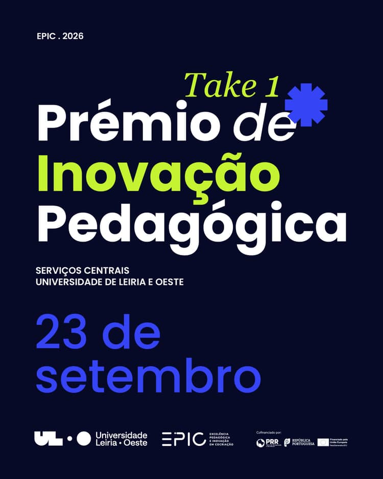 Cartaz de Prémio de Inovação Pedagógica em Auditório dos Serviços Centrais