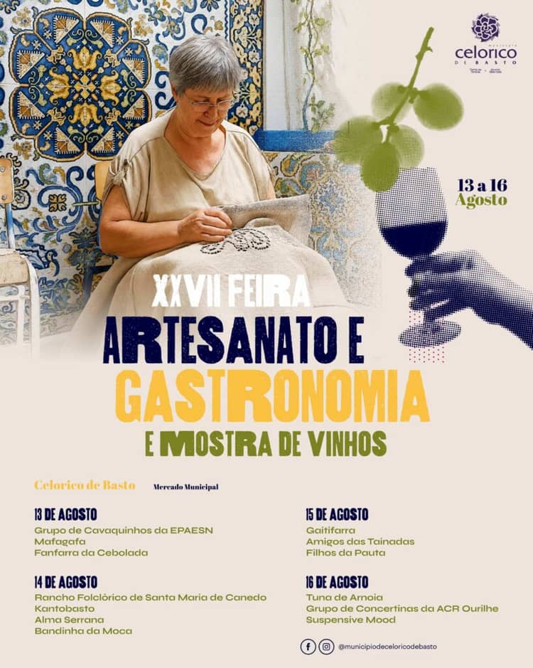 Cartaz de XXVII Feira de Artesanato, Gastronomia e Mostra de Vinhos em Mercado Municipal de Celorico de Basto
