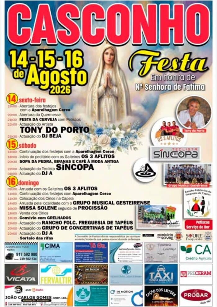 Cartaz de Festa em Honra de Nossa Senhora de Fátima em Casconho