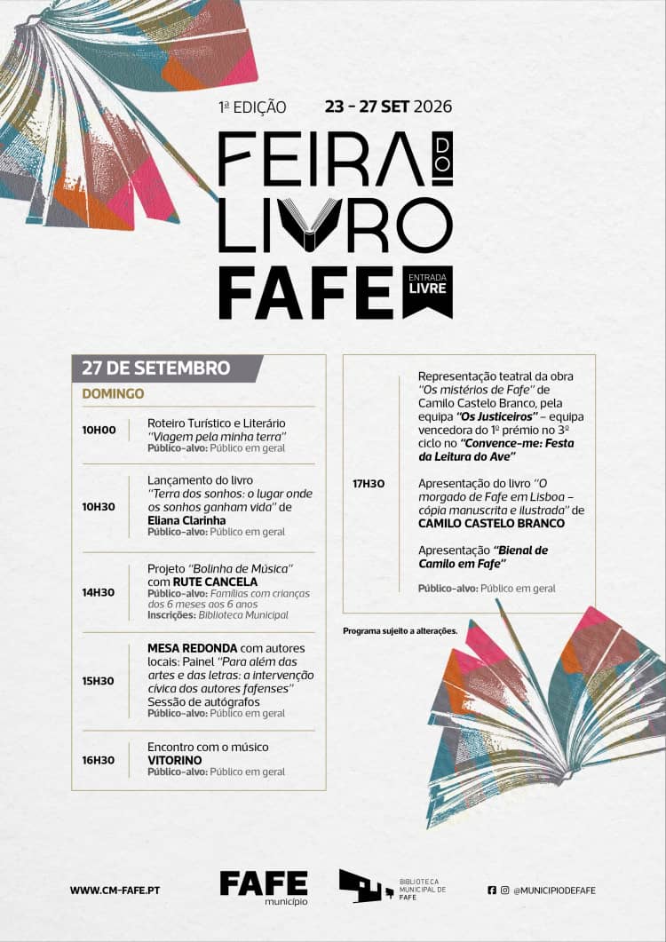 Cartaz de Feira do Livro de Fafe - Dia 5 em Biblioteca Municipal de Fafe