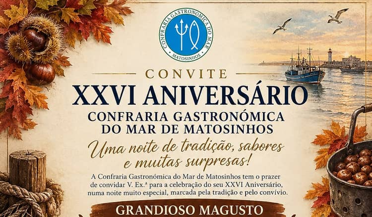 Cartaz de 26.º Aniversário da Confraria Gastronómica do Mar de Matosinhos em Casa de Recarem