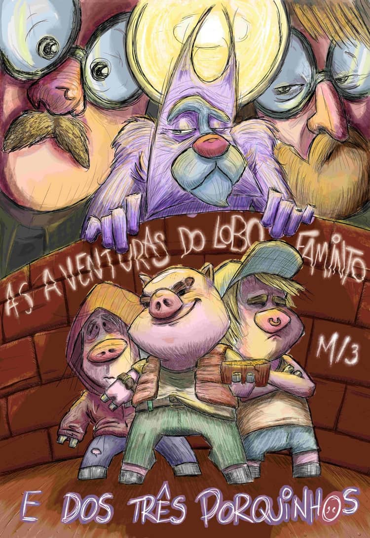 Cartaz de AVENTURAS DO LOBO FAMINTO E DOS TRÊS PORQUINHOS em Sala Estúdio Latino