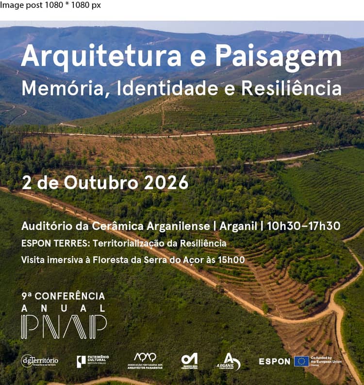 Cartaz de 9.ª Conferência Anual da Política Nacional de Arquitetura e Paisagem em Cerâmica Arganilense